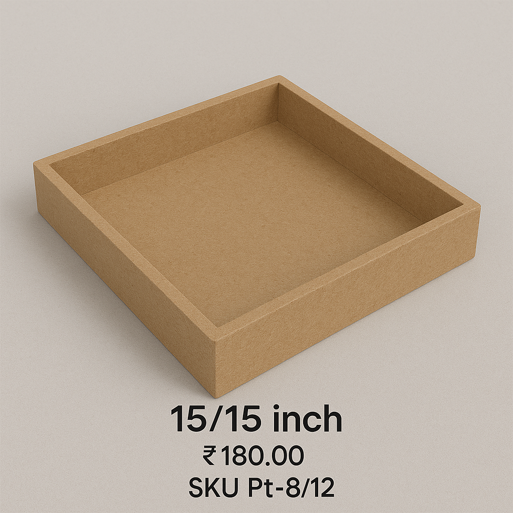 Mdf board square tray 8/8inch for Hamper Packing ( 35mm height )