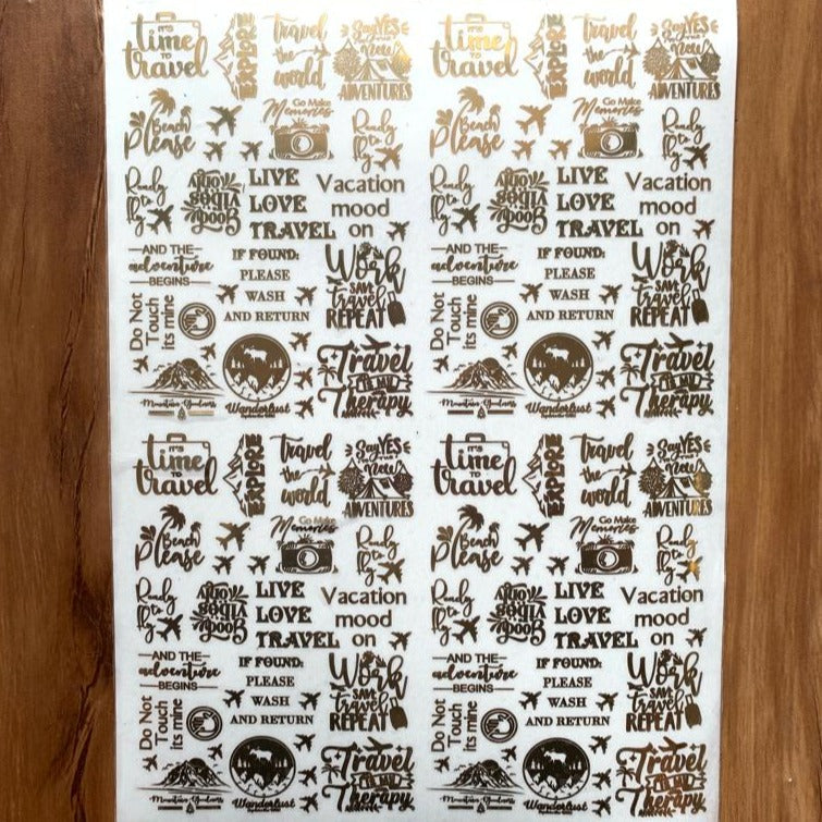 A4 Travel Theme Metallic Sticker sheet -B