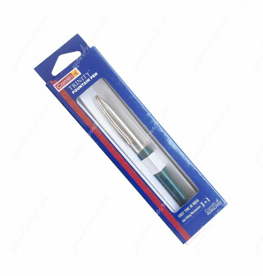 CAMLIN TRINITY ? GREEN COLOR BODY WITH SILVER COLOR CLIP FOUNTAIN PEN