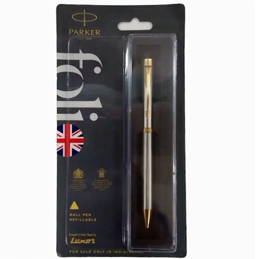Luxor Parker Folio Stainless Steel Gold Trim Ball Pen