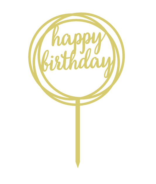 CO2 Laser Cutting Happy Birthday Round Cake Topper
