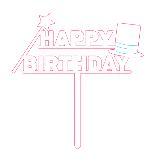 CO2 Laser Cutting Happy Birthday Cake Topper Happy Birthday With HAT