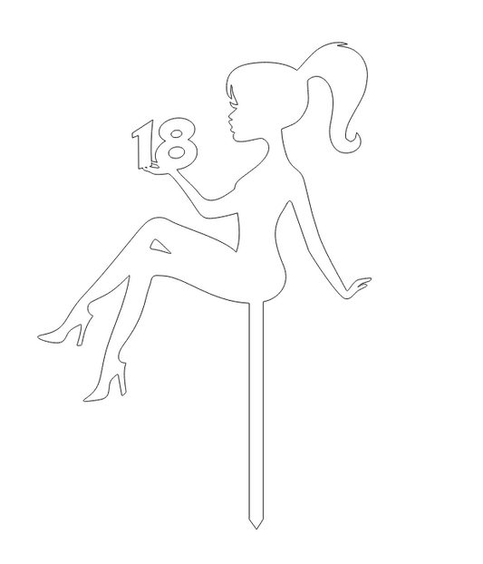 CO2 Laser Cutting Happy Birthday Cake Topper GIRL 18