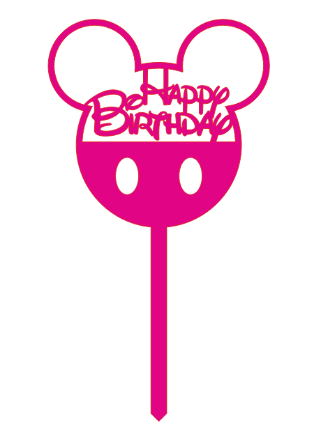 CO2 Laser Cutting Happy Birthday Cake Topper Mickey Mouse