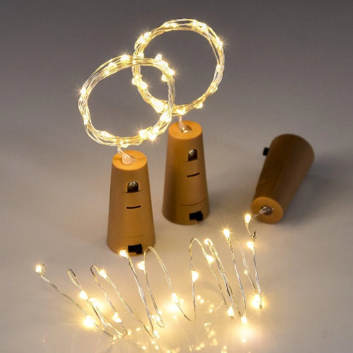 Copper Wire Bottle Cork Fairy LED String Lights - Battery Operated | Warm White