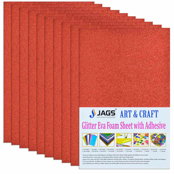 A4 Glitter Foam Sheet With Sticker Red 26164RD