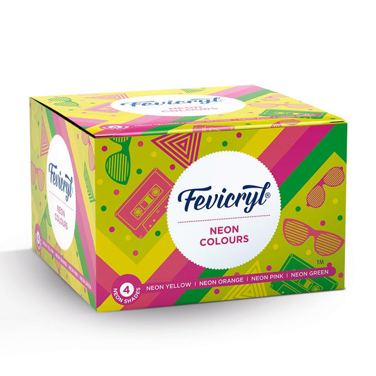 Fevicryt Neon Colours 4 neon Colours/ Neon Yellow  / Neon Orange /Neon Green