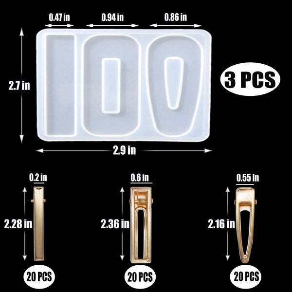 RESIN Sillicon Mould Rm122 Hair Clip 3p