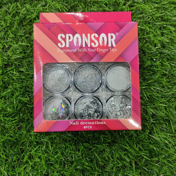 SPONSOR Nail Decoration Sparkle 6P MSBO  = Silver