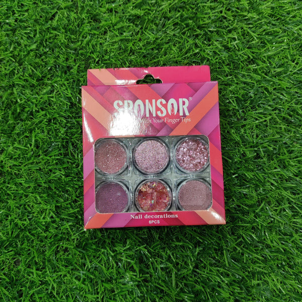 SPONSOR Nail Decoration Sparkle 6P MSBO  = Pink
