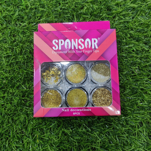 SPONSOR Nail Decoration Sparkle 6P MSBO  = Golden