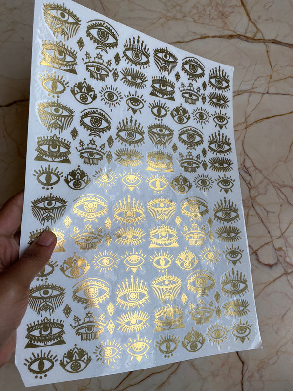A4 Mixed Evil Eye Metallic Sticker Sheet