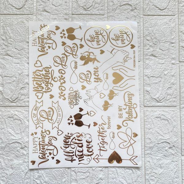 valentine's Day Embossed Sticker Sheet - A4