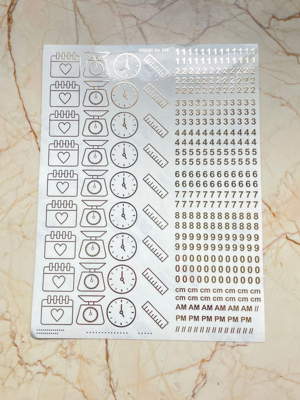 Baby Weight Embossed Sticker Sheet - A4
