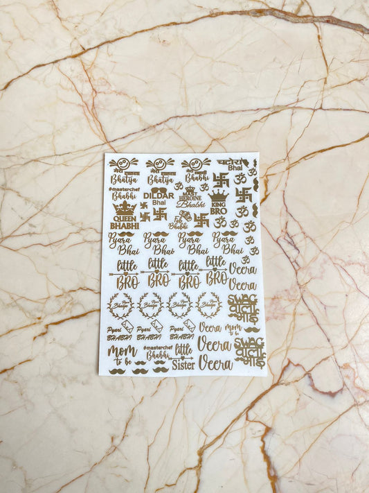 A6 Rakhi metallic sticker sheet A