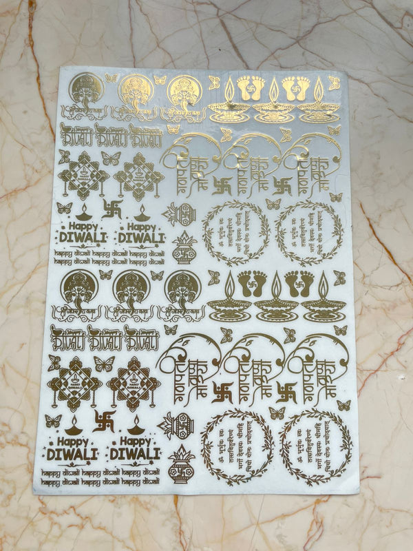 A4 Diwali Metallic Sticker Sheet - J