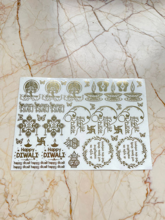 A5 Diwali Metallic Sticker Sheet - J/2