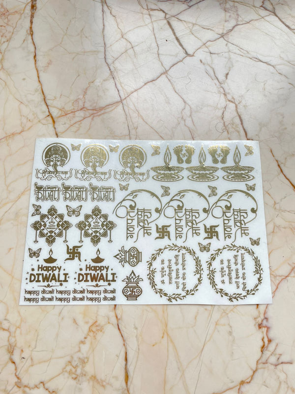 A5 Diwali Metallic Sticker Sheet - J/2