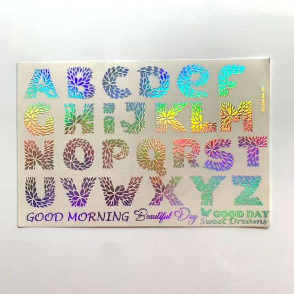 A5 Alphabet Embossed Sticker Sheet - 002