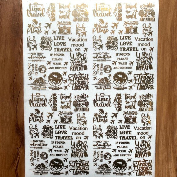 A4 Travel Theme Metallic Sticker sheet -B