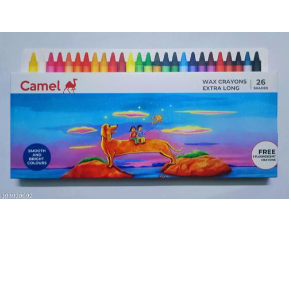 Camel Wax Crayons Extra Long 26 Shades + 2 Fluorescent shades FREE Smooth & Bright Colour