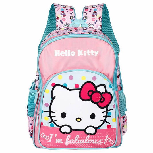 My Baby excel Hello Kitty Polyester School Bag (Pink and Blue, 30cm)