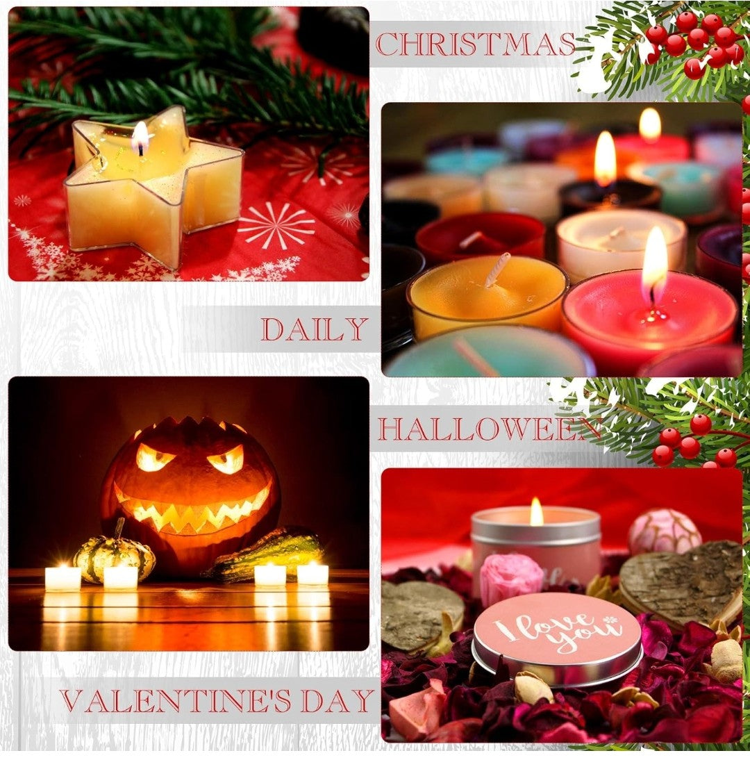 Plastic Clear Tea Light Cup Holders - Heat-Resistant Votive Containers in Heart, Square, Star, Round, Butterfly Shapes - Tealight Cups With 25 mm Wicks for DIY Making